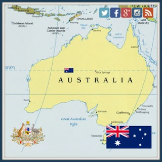 Australian  falg with the map of Australia