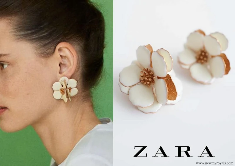 Queen Maxima wore Zara Floral Earrings