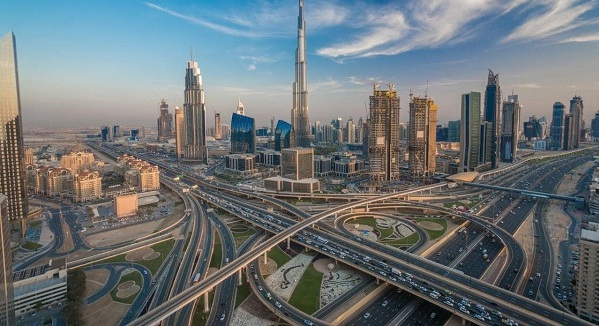 The magnificent scene of Dubai city. 