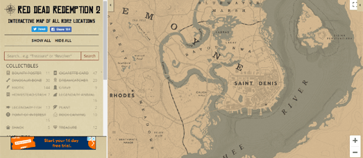 Red Dead Redemption 2 - Full in-game Map 