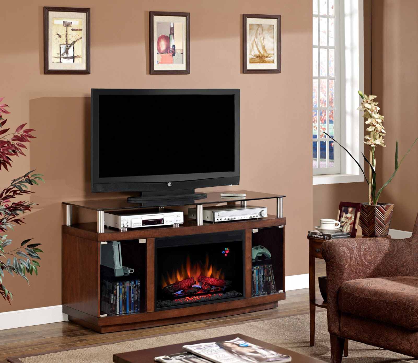 Home Priority Impressing Electric Fireplace TV Stand For