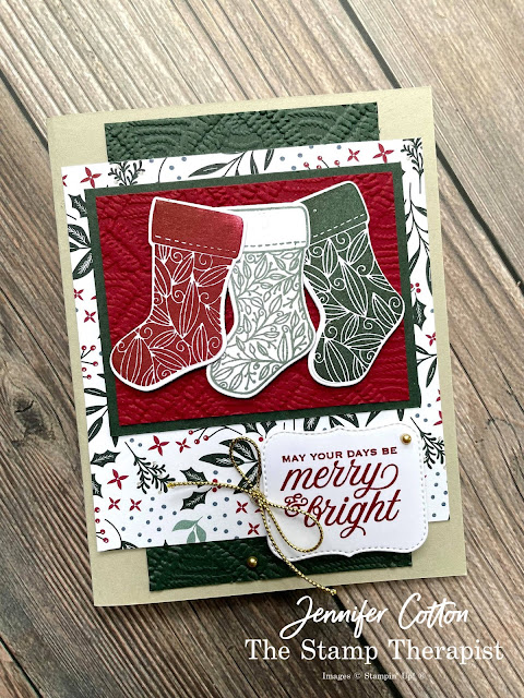 Making Christmas cards with the Tidings and Trimmings Bundle by Stampin' Up! #StampinUp #StampTherapist #TidingsandTrimmings #ChristmasCard