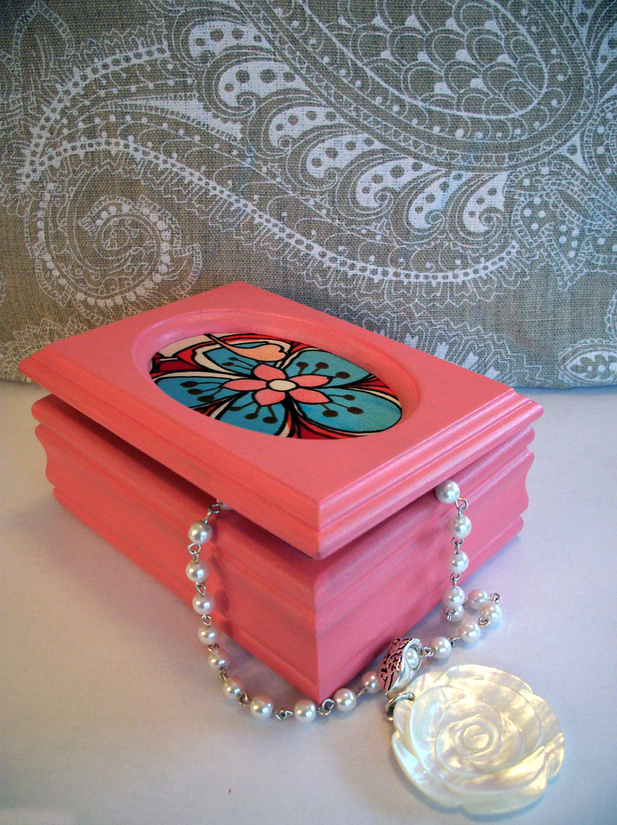 Lindsay Whipple Now Lovely Tiny Coral Painted Jewelry Box