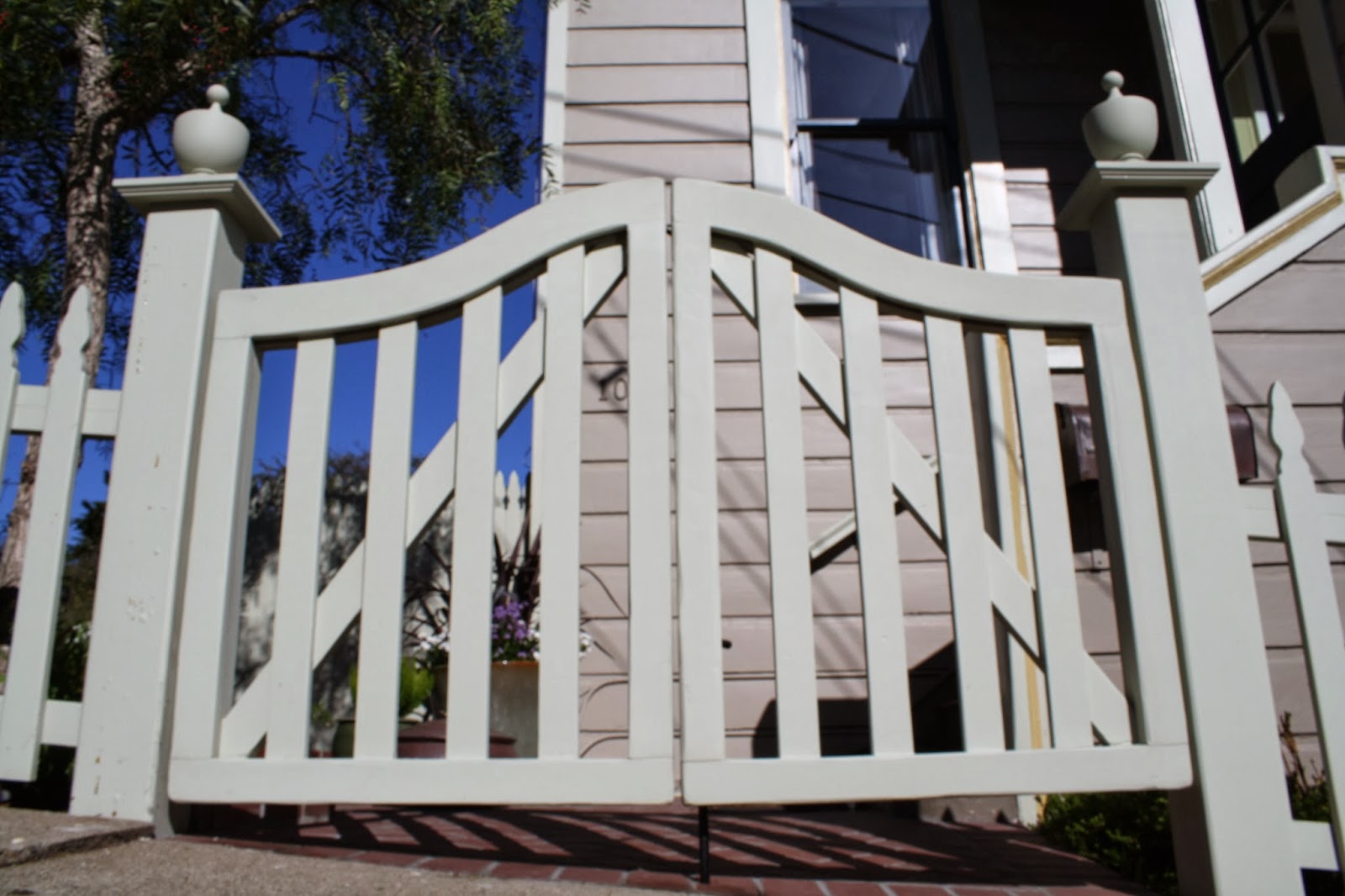 Dufficy Fine Carpentry Painted Redwood Picket Fence with Custom Gates