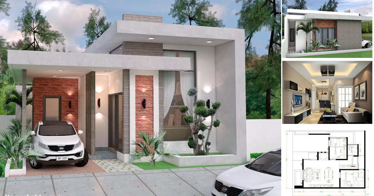 Desain dan Denah Rumah Minimalis Modern dengan Atap Datar 