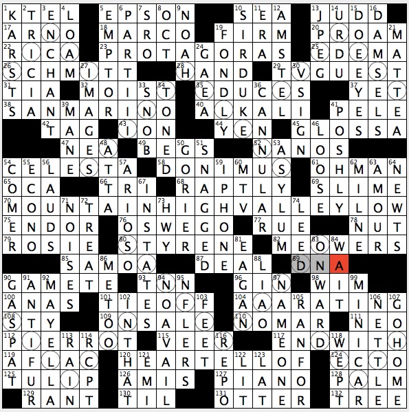 Monday, November 1, 1999 NYT crossword by Robert Frank
