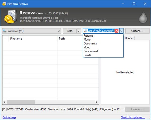 Software gratuito de recuperación de datos para recuperar archivos y carpetas eliminados