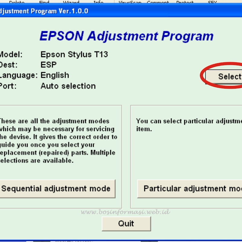Resetter printer epson stylus t13x - choicestart
