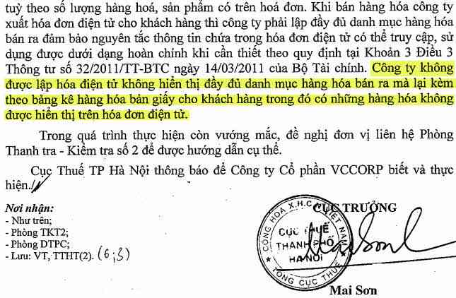 Hóa đơn điện tử không được lập theo bảng kê hàng hóa