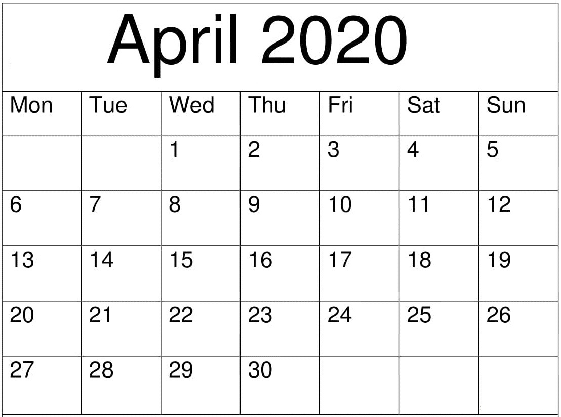 Blank April 2020 Calendar With Different Design Pretty Calendar