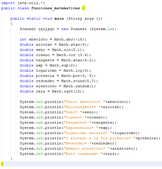 Funciones Matemáticas en Java