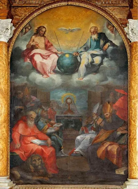 The-Glorification-of-the-Eucharist-painted-by-Bonaventura-Salimbeni-in-1600-shows-a-satellite-yet-to-be-created.