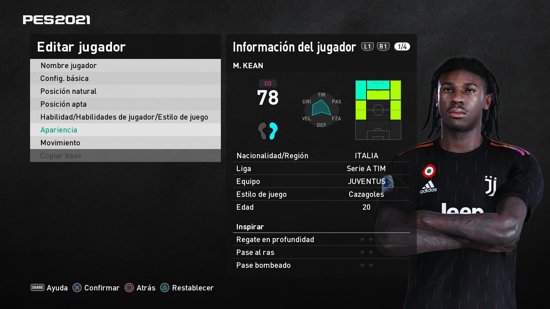 Pes 2020 2021 Face Moise Kean By Valentinlgs10