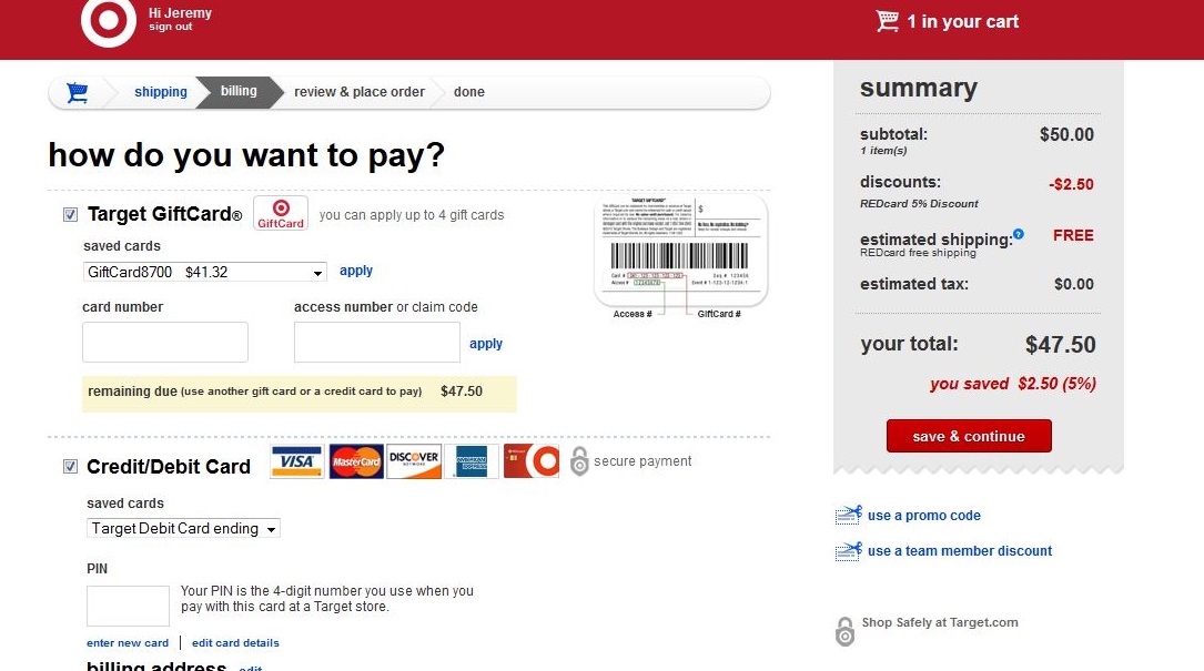 Backside of Magic Using Target REDcard Online