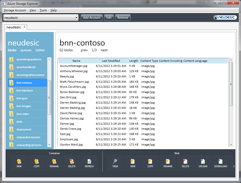 Fire + Ice David Pallmann's Technology Blog Azure Storage Explorer 5