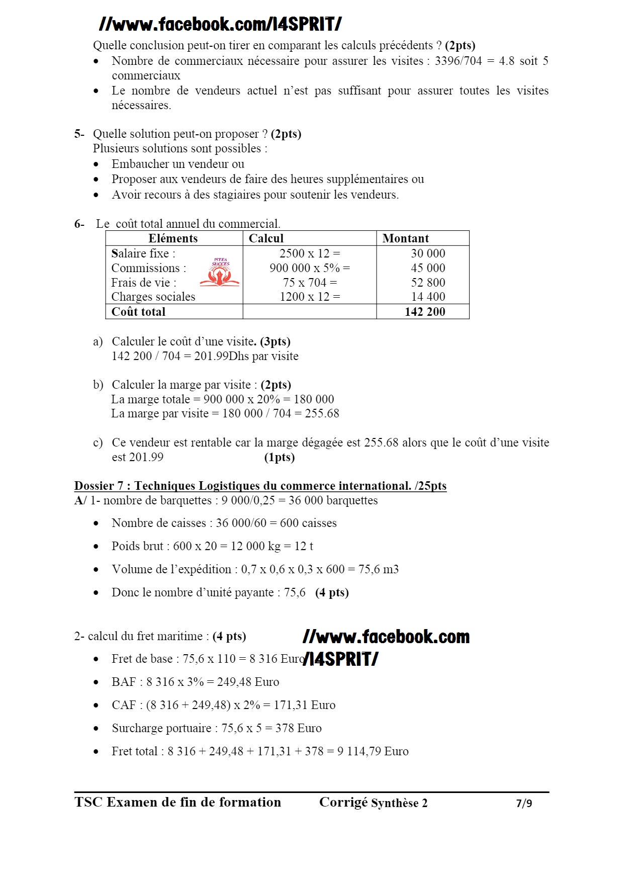 T.S.C Examen de Fin Formation S2 avec (Corrigé S2/2016) A.T.V/T.S.C
