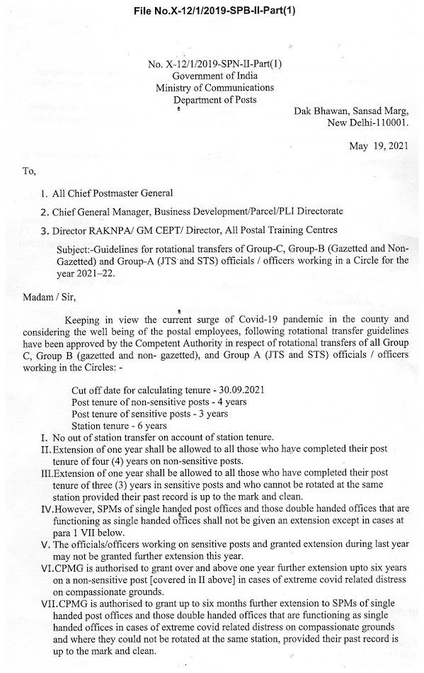 DoP & DoPT Orders regarding various guidelines