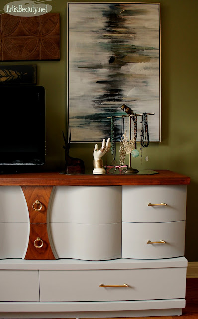 mcm mid century modern seagull gray general finishes dresser makeover eclectic bohemian