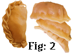 Two shapes of momos dumpling but there are many other shapes possible.