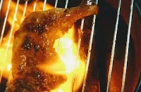 Cooking Tandoori chicken over gas flame for Tandoori chicken recipe on gas top