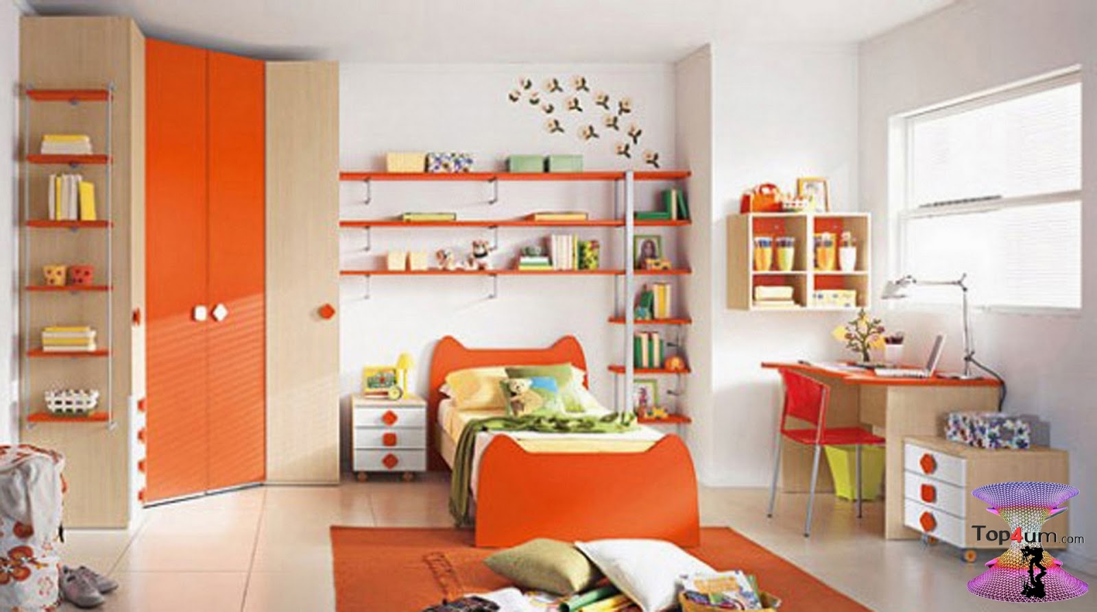 Детская мебель в квартире. Детская интерьер. Оранжевая детская. Детская комната интерьер. Мебель для детских комнат.