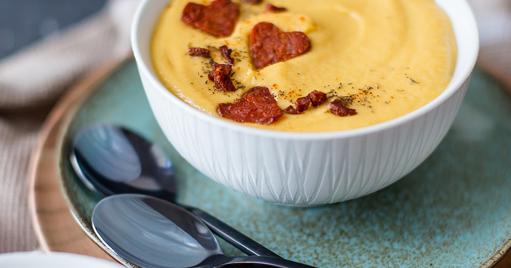 Pastinaken-Süßkartoffel-Suppe mit Chorizo-Herzen zum Valentinstag ...