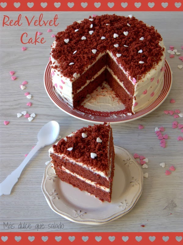 Más dulce que salado: Red Velvet Cake:Tarta Terciopelo Rojo.{Idea para San  Valentín}
