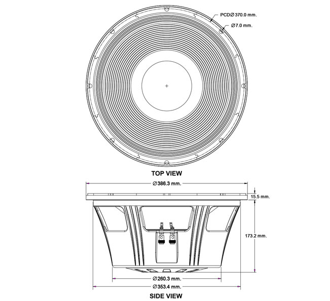 diameter speaker 15 inch