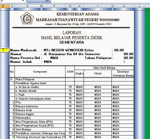 Format Raport Leger Silahkan Download