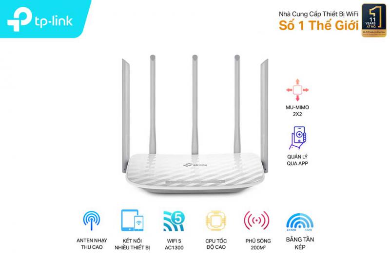 Bộ phát Wifi Tplink băng tần kép AC1350-Archer C60 10/100