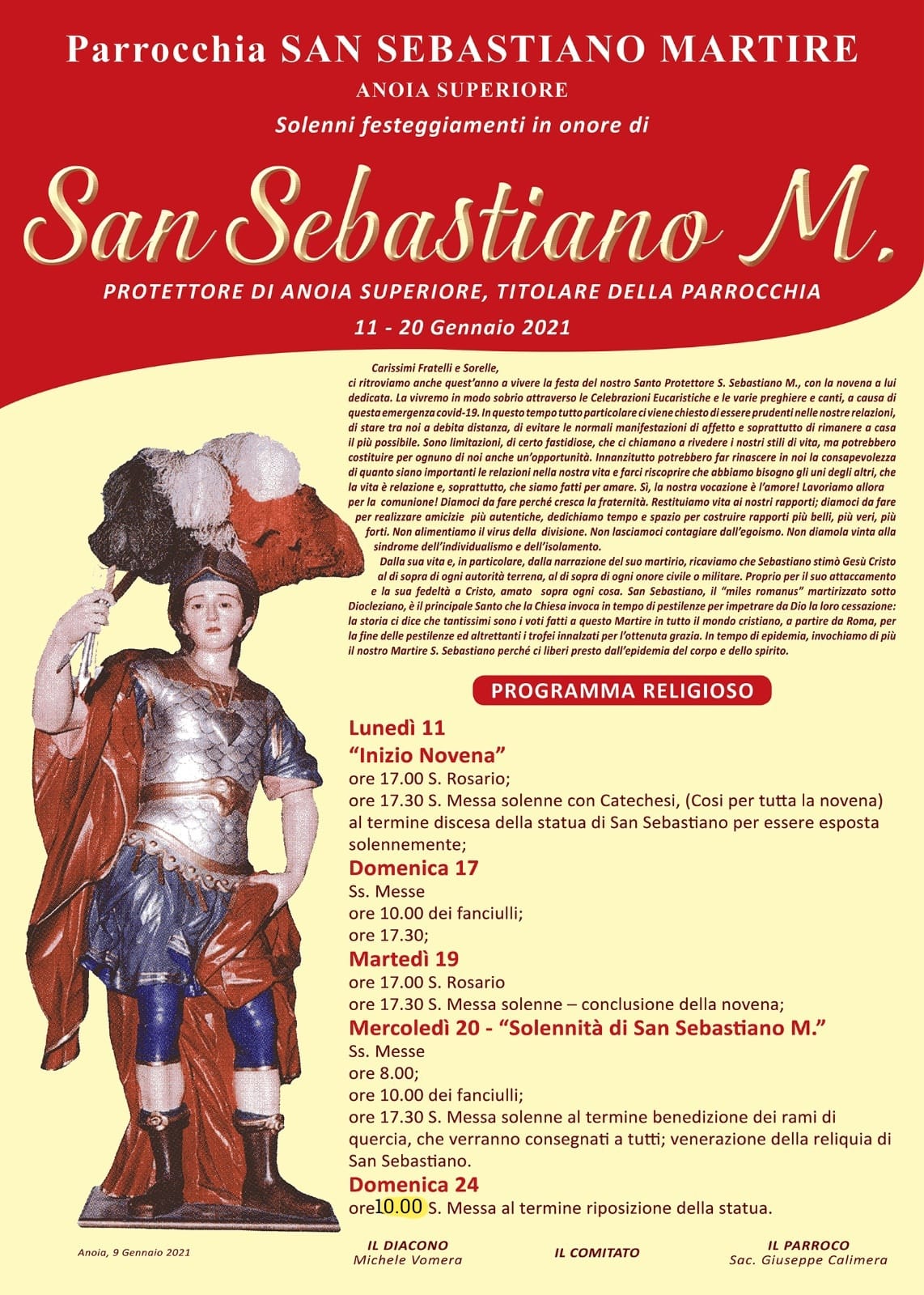 FESTA DI SAN SEBASTIANO Anoia Superiore (RC) LOCANDINA 2021 FESTA DI SAN SEBASTIANO MARTIRE