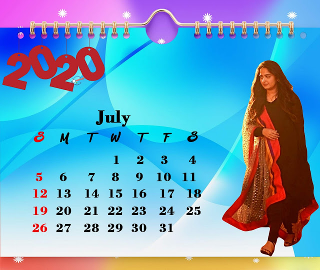 2020 July Calendar Anushka
