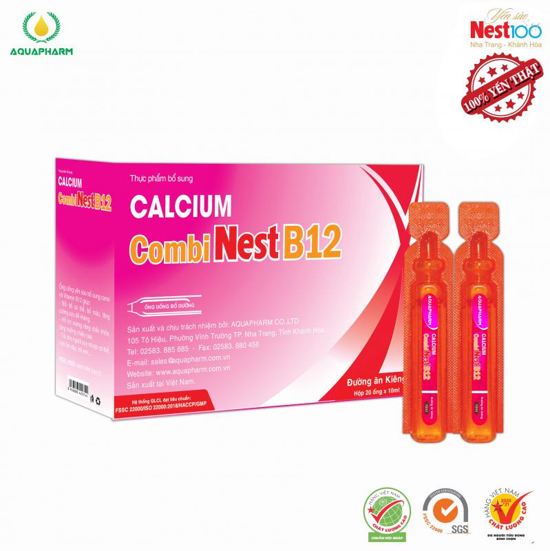 [Aquapharm] Ống Yến Sào Calcium Combinest B12 Đường Ăn Kiêng Hộp 20 Ống