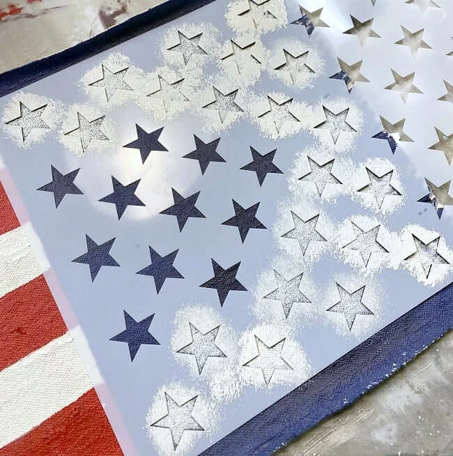 Stencil for making stars on a blue field