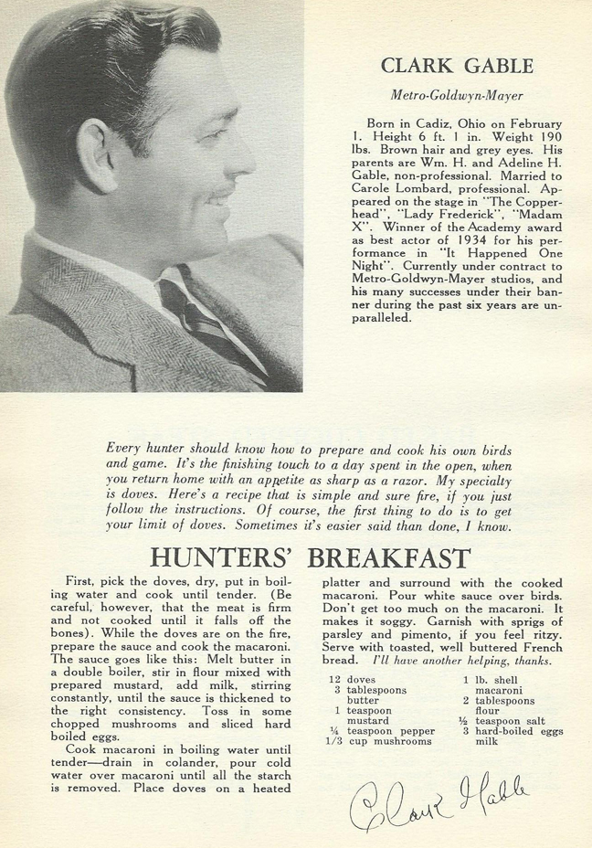 Clark Gable's Hunter's Breakfast From the Book 