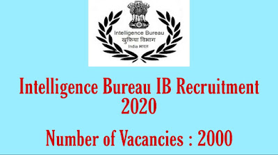 Intelligence Bureau Recruitment 2020 : Assistant Central Intelligence Officer Recruitment 2020