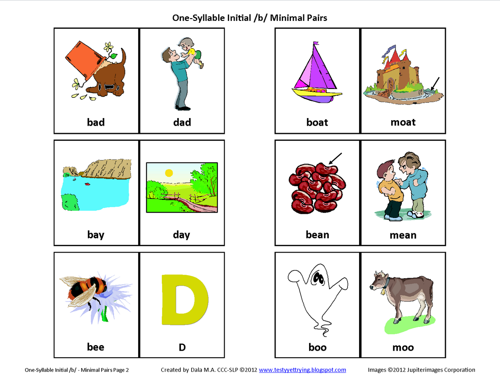 Testy yet trying: Initial B Minimal Pairs: Free Speech Therapy ...