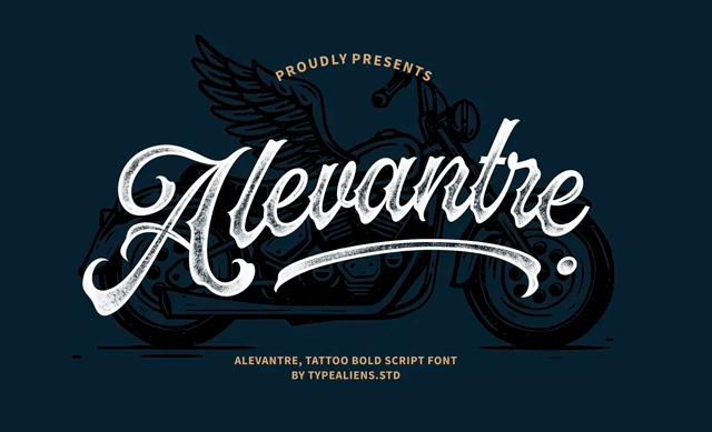 Alevantre Tattoo Bold Script Font.