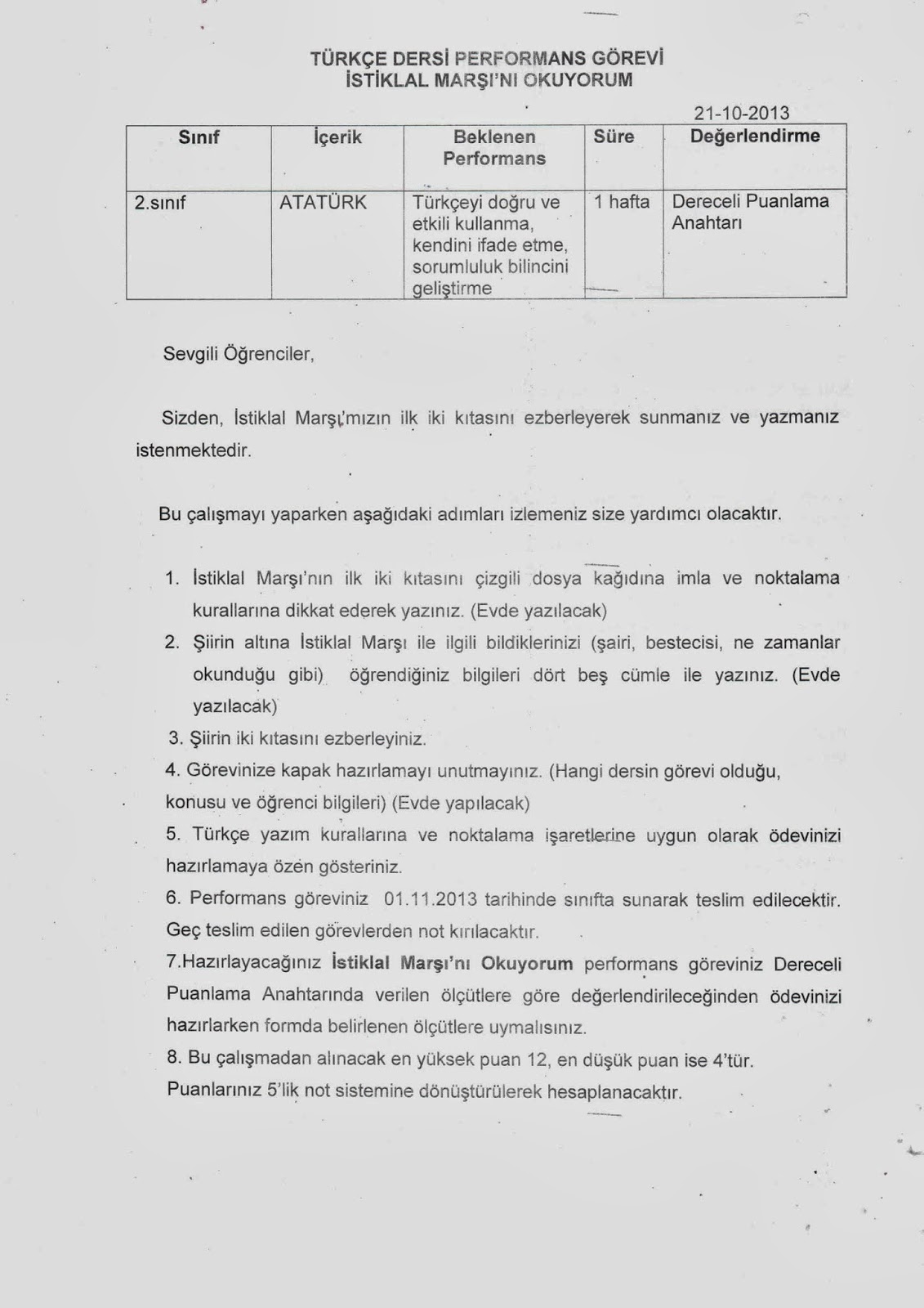 BURDUR BAHÇELİEVLER İLKOKULU 4/F SINIFI &ÇALIŞKAN DÖRTLER: EV ÇALIŞMARI
