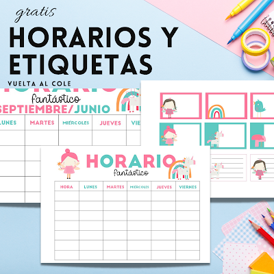 HORARIOS, etiquetas, descargar, gratis, mary poppins, mosntruos, wild west, hadas, unicornio