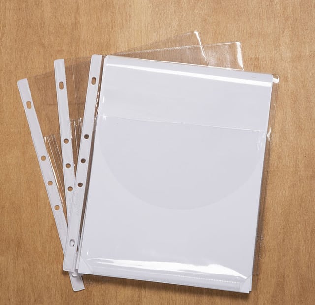 Clear plastic sleeves for binders