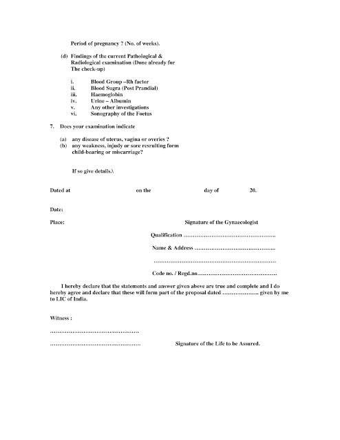 LIC forms download - Form 3341 LIC Gynaecologist/ Attending Gynaecologist Report form