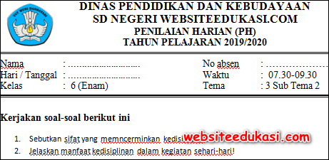 Soal Ph Uh Kelas 6 Tema 3 Subtema 2 K13 Terbaru Websiteedukasi Com