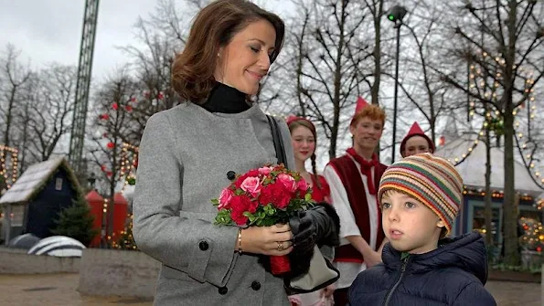 HRH Princess Marie of Denmark and her son Prince Henrik (the Younger) visit the christmas musical show on "Stjernedrys og Nissekys" at the Glass Hall