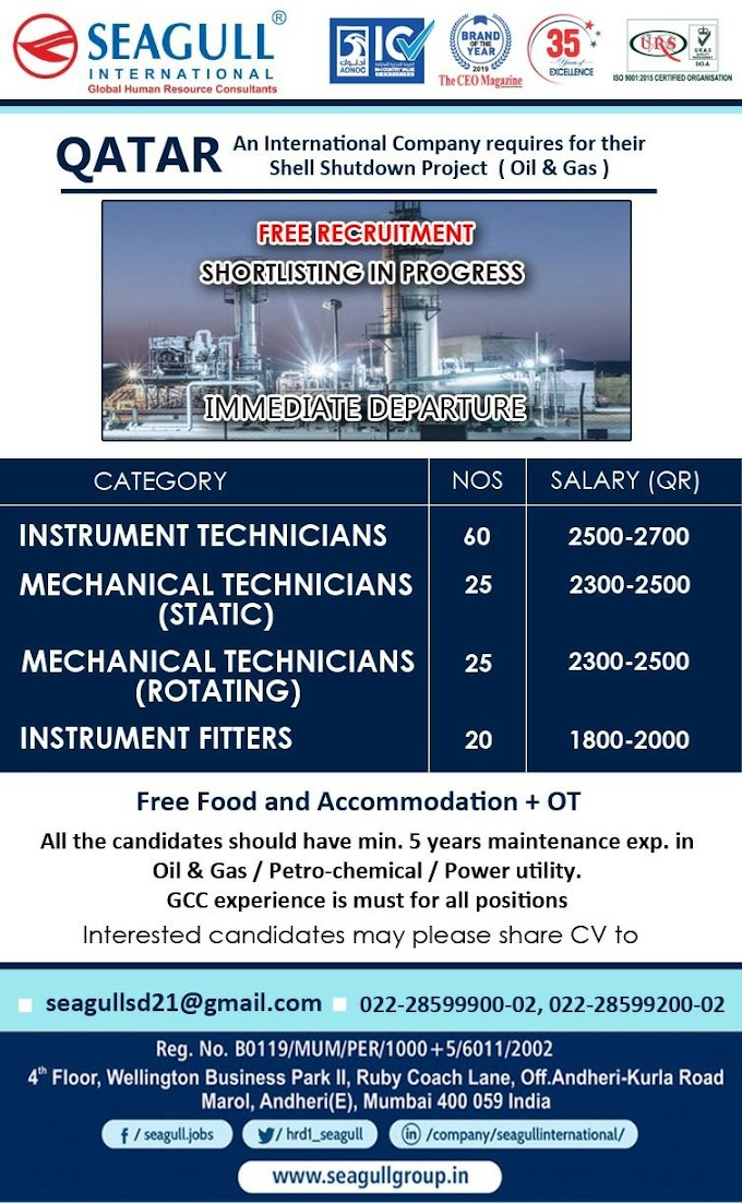 Instrumentation & Mechanical (Static & Rotating) Technicians Jobs in