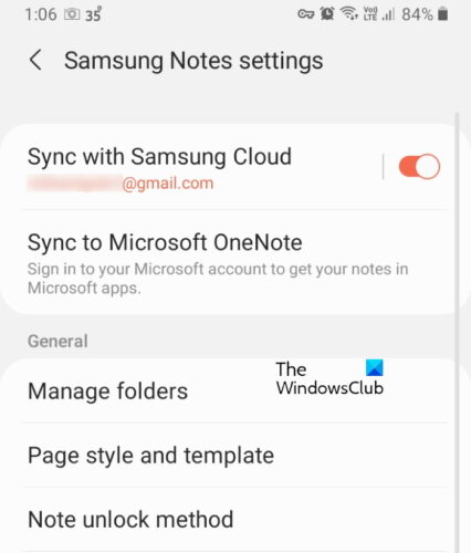 sincronizar Samsung Notes con Microsoft OneNote