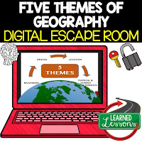 Five Themes of Geography Digital Escape Room Five Themes of Geography Vocabulary Five Themes Pictures Activity Five Themes in Detail Activity Absolute Location Activity Five Themes Chart