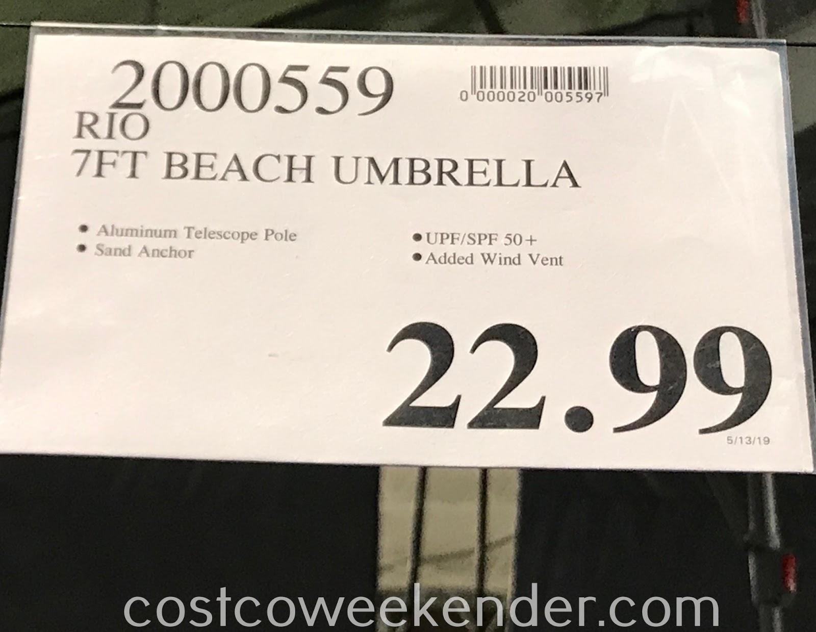 Rio Beach 7ft Sunblocking Umbrella Costco Weekender