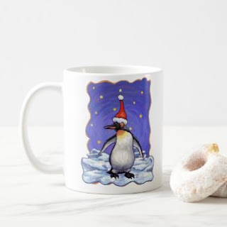 Festive Penguin Heads and Tails Christmas Mug