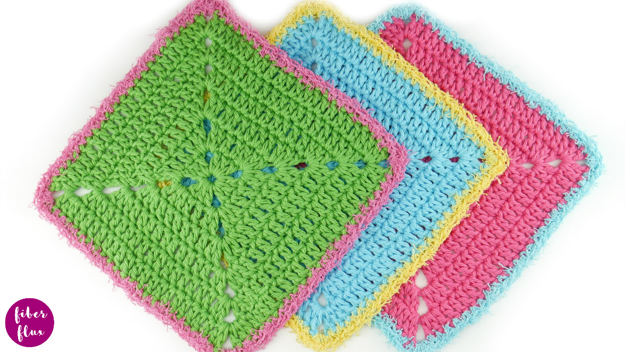 Fiber Flux Scrubby Edge Dishcloths Free Crochet Pattern